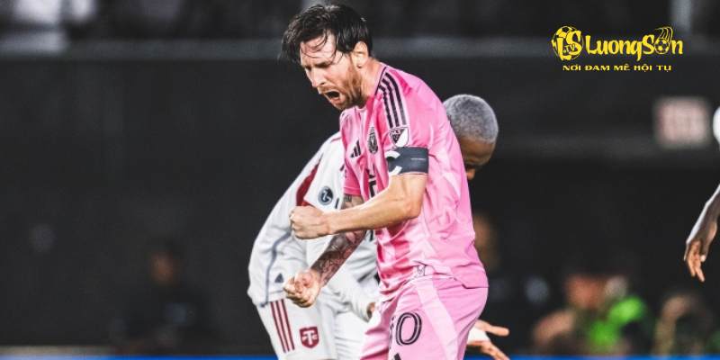 Messi mừng bàn trong trận Inter Miami 1-1 Toronto FC ở vòng sáu MLS sáng 7/4